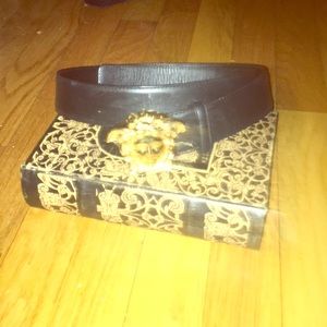 Versace- Black medusa leather buckle belt